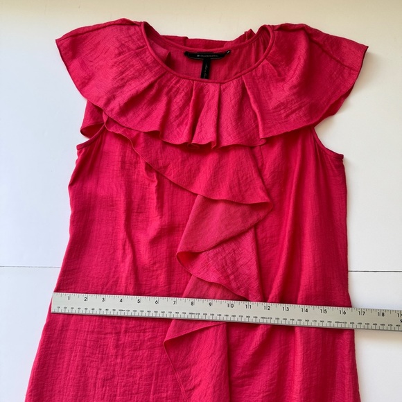 BCBGMaxAzria Ruffle Mini Dress Fushia Pink Bamboo Blend Sleeveless Party Sz 4 - Picture 6 of 11